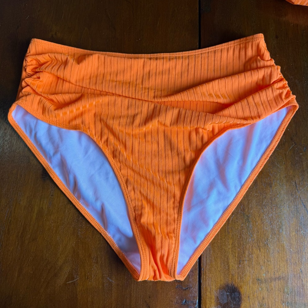 Bright Orange Ribbed Bikini Set - Picture 5 of 8